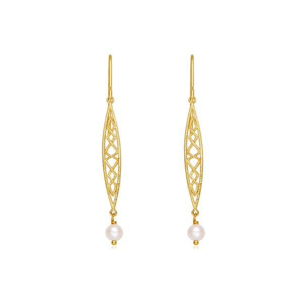 Pearl Hook Clip Earrings Gold Silver Unique Handmade Jewelry Women cute