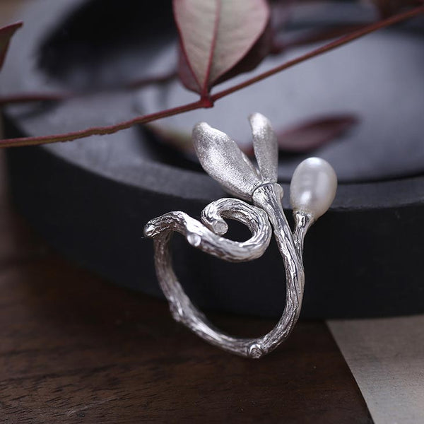 Pearl Ring Silver June Birthstone charm Jewelry