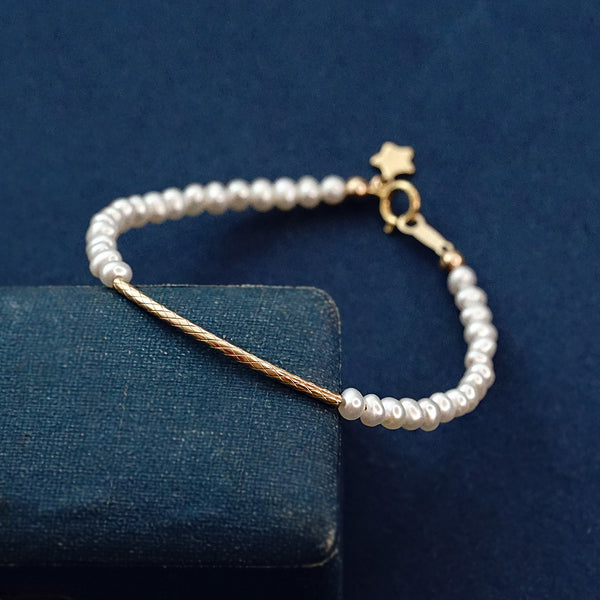 Pearl and Black Spinel Bead Bracelet 14K Gold Plated Metals Jewelry For Women