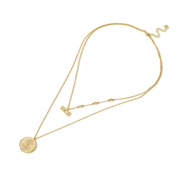 Double Strand Chic Y-Necklace Coin Pendant Necklace Fashion Jewelry Accessories Women