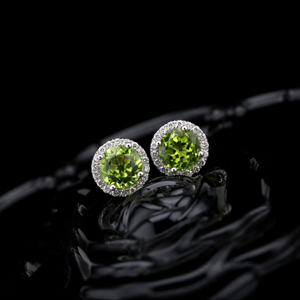 Peridot Stud Earrings Gold Silver Handmade Jewelry Accessories Gifts Women BEAUTIFUL