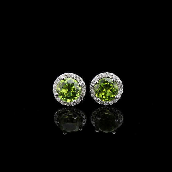 Peridot Stud Earrings Gold Silver Handmade Jewelry Accessories Gifts Women CUTE