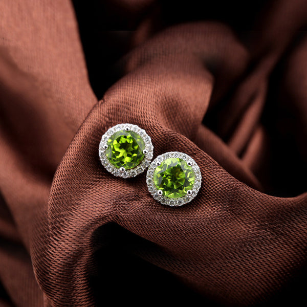 Peridot Stud Earrings Gold Silver Handmade Jewelry Accessories Gifts Women august birthstone