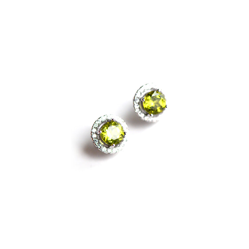 Peridot Stud Earrings Gold Silver Handmade Jewelry Accessories Gifts Women