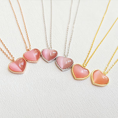Pink Cat's Eye Pendant Necklace Gold Silver Gift Choker Jewelry Accessories Women charming