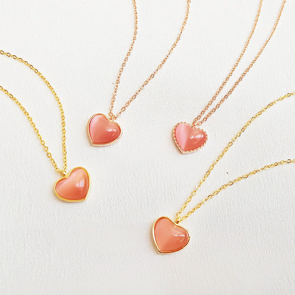 Pink Cat's Eye Pendant Necklace Gold Silver Gift Choker Jewelry Accessories Women girls