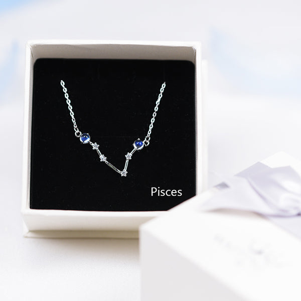 Constellation Moonstone Pendant Necklace in White Gold Plated Silver Gemstone Jewelry Women