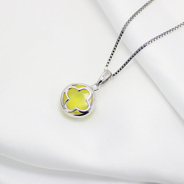 Prehnite Pendant Necklace Silver Gemstone Jewelry Accessories Women back