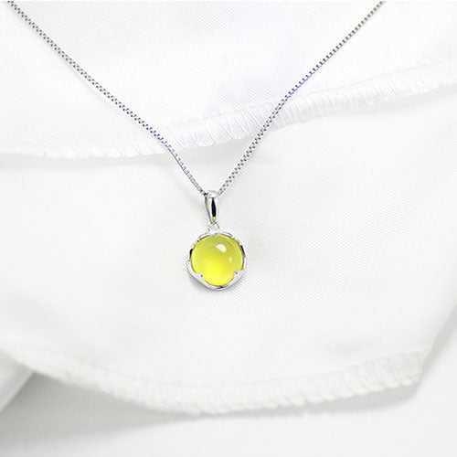 Prehnite Pendant Necklace Silver Gemstone Jewelry Accessories Women charming