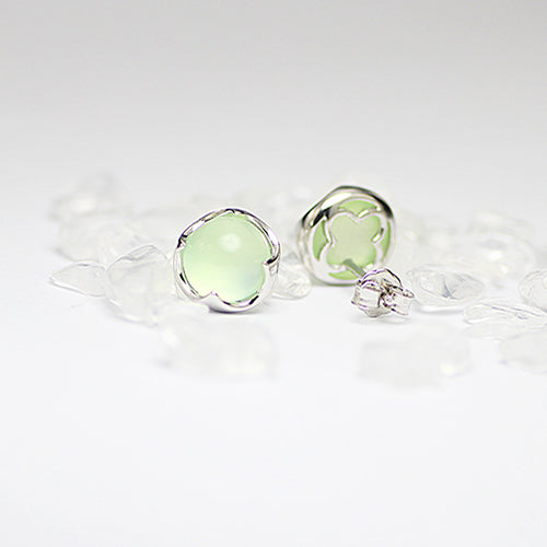 Prehnite Stud Earrings Silver Gemstone Jewelry Accessories Gifts Women beautiful