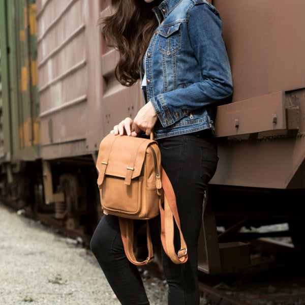 Quality Womens Small Brown Leather Backpack Purse Bags Backpacks for Women Boutique