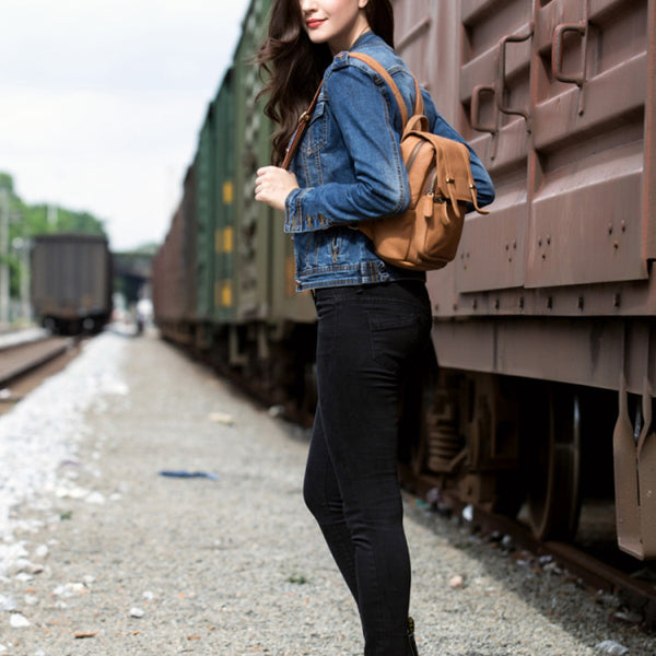 Quality Womens Small Brown Leather Backpack Purse Bags Backpacks for Women Cool