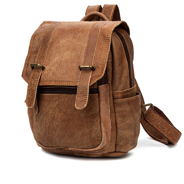 Quality Womens Small Brown Leather Backpack Purse Bags