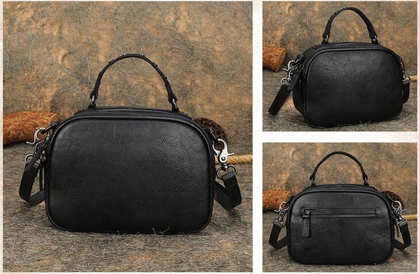 Quilted Ladies Leather Side Shoulder Bag Crossbody Sling Bag For Women Black