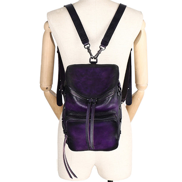 Quilted Ladies Small Leather Sling Backpack Purse Rucksack For Women Cute