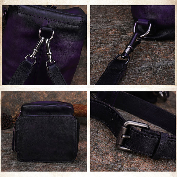 Quilted Ladies Small Leather Sling Backpack Purse Rucksack For Women Details