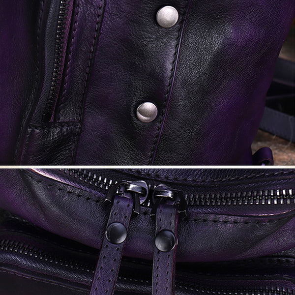 Quilted Ladies Small Leather Sling Backpack Purse Rucksack For Women Durable