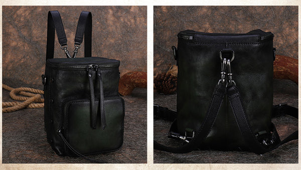 Quilted Ladies Small Leather Sling Backpack Purse Rucksack For Women Funky