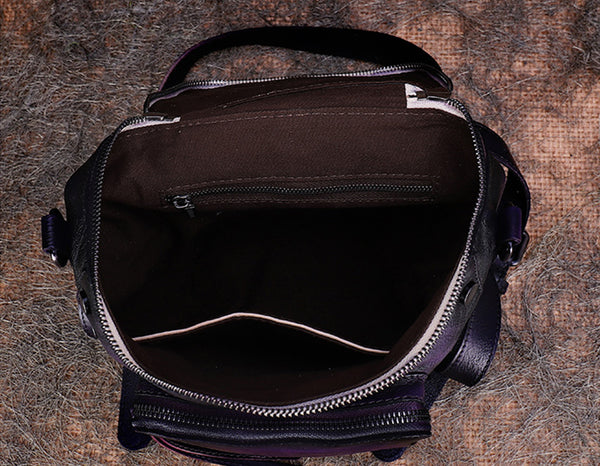 Quilted Ladies Small Leather Sling Backpack Purse Rucksack For Women Inside