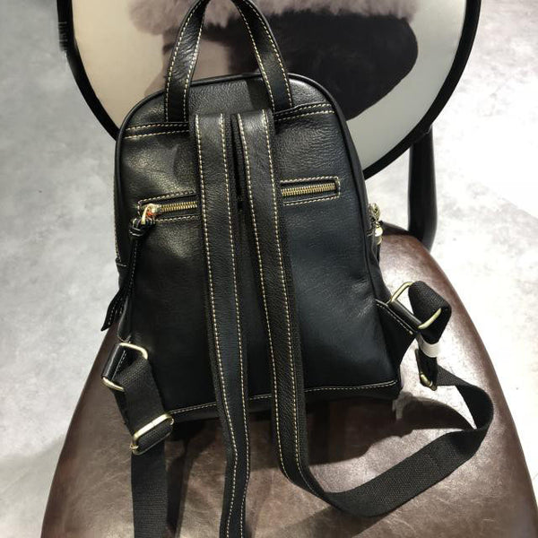 Quilted Womens Small Brown Leather Backpack Purse with Fringe Rucksack Backpacks for Women Details