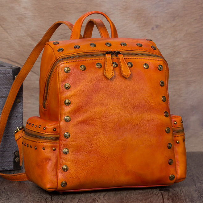 Quilted Womens Square Leather Backpack Purse Small Rucksack for Women Best