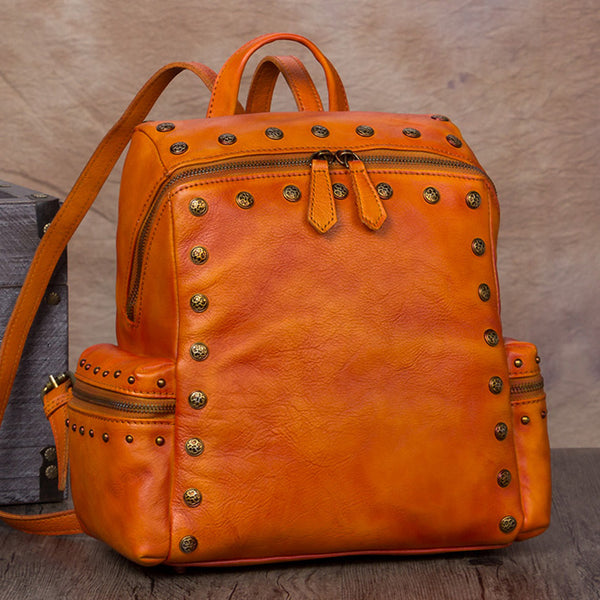 Quilted Womens Square Leather Backpack Purse Small Rucksack for Women