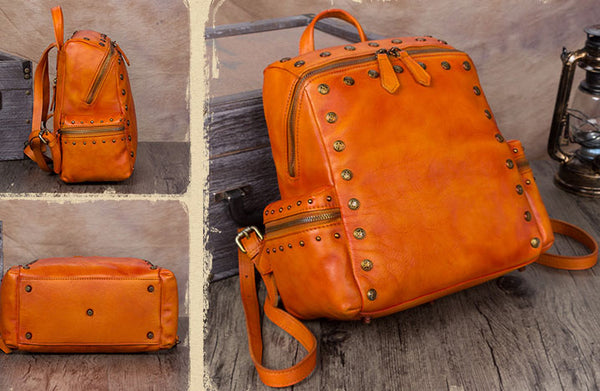 Quilted Womens Square Leather Backpack Purse Small Rucksack for Women Designer