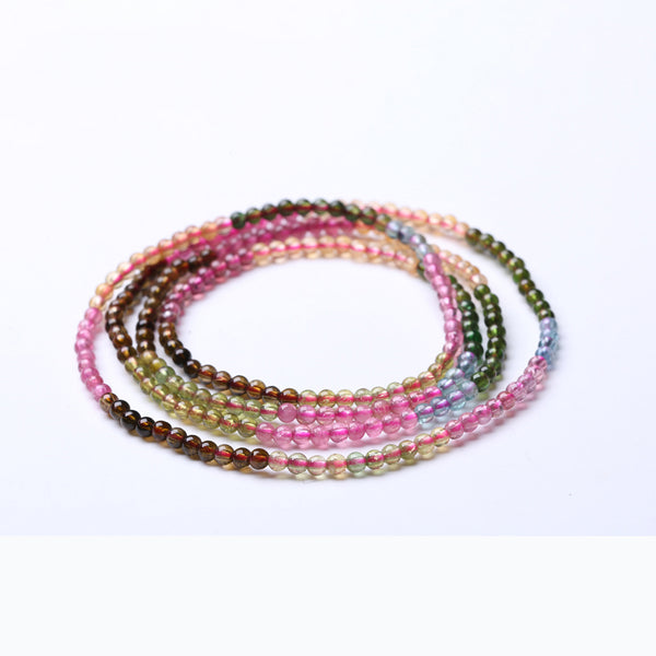 Rainbow Tourmaline Beaded Bracelets Handmade Gemstone Jewelry Accessories for Women