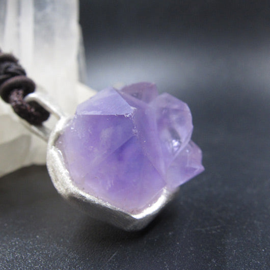 Raw Amethyst Pendant Necklace Silver 4