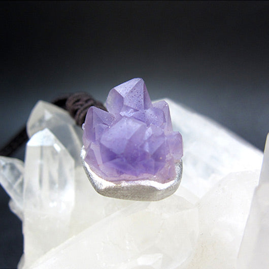 Raw Amethyst Pendant Necklace Silver 5