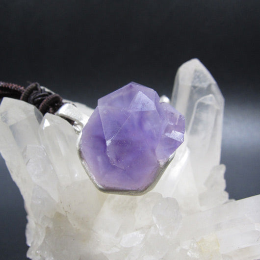 Raw Amethyst Pendant Necklace Silver February birthstone 3 2