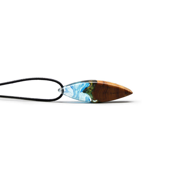 Resin Thuja Wood Pendant Necklace Unique Handmade Natural Jewelry Accessories Women Men