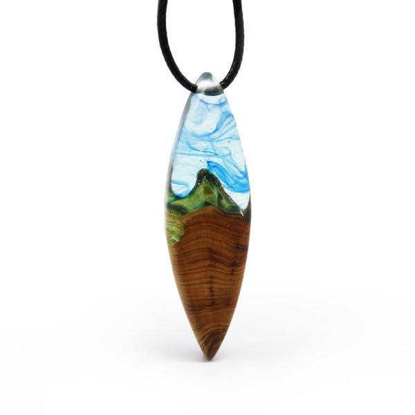 Resin Wood Pendant Necklace Unique Handmade Natural Jewelry Accessories Women Men
