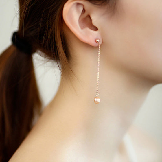 Rose Gold Sterling Silver Asymmetric Stud Dangle Earrings Handmade Jewelry Accessories Women cute