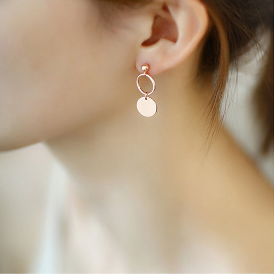 Rose Gold Sterling Silver Asymmetric Stud Dangle Earrings Handmade Jewelry Accessories Women elegant