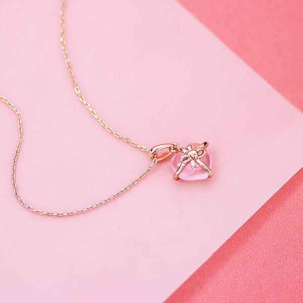 Rose Quartz Citrine Pendant Necklace Silver Jewelry Accessories Women adorable