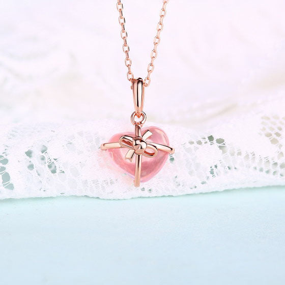 Rose Quartz Citrine Pendant Necklace Silver Jewelry Accessories Women gift