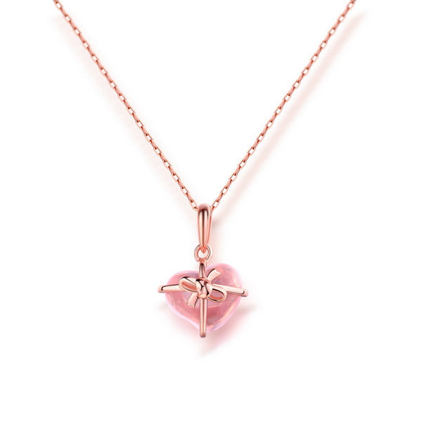 Rose Quartz Citrine Pendant Necklace Silver Jewelry Accessories Women
