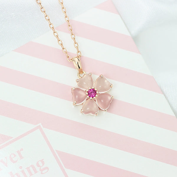 Rose Quartz Crystal Pendant Necklace Gold Silver Gemstone Jewelry Accessories Women charming