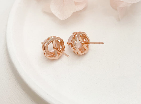 Rose Quartz Crystal Stud Earrings Gold Silver Earrings Back