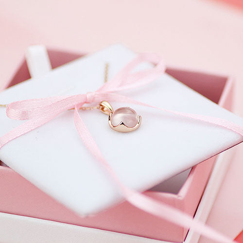 Rose Quartz Pendant Necklace Gold Silver Jewelry Accessories Gift Women beautiful