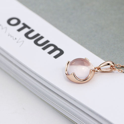 Rose Quartz Pendant Necklace Gold Silver Jewelry Accessories Gift Women chic