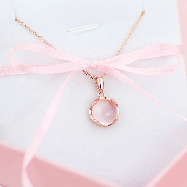 Rose Quartz Pendant Necklace Gold Silver Jewelry Accessories Gift Women