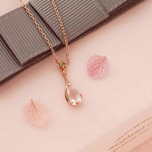 Rose Quartz Pendant Necklace Gold Sterling Silver Jewelry Accessories Women elegant