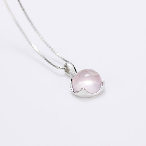 Rose Quartz Pendant Necklace Silver Jewelry Accessories Gift Women adorable