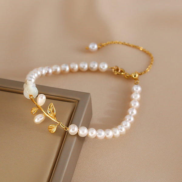 Rose Shaped Womens Pearl Bracelet Beaded Bracelets For Women