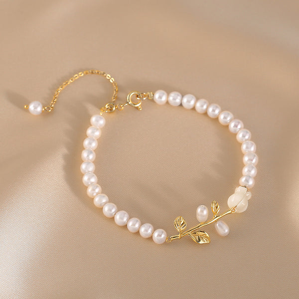 Rose Shaped Womens Pearl Bracelet Beaded Bracelets For Women Affordable