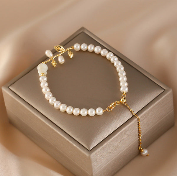 Rose Shaped Womens Pearl Bracelet Beaded Bracelets For Women Fashion