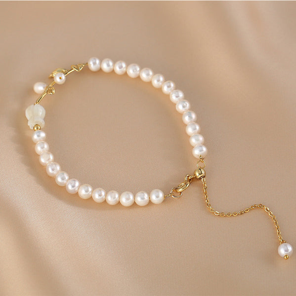 Rose Shaped Womens Pearl Bracelet Beaded Bracelets For Women Gift