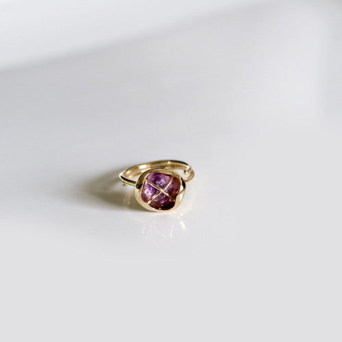 Rough Amethyst Ring Gold Cooper Handmade Feb Birthstone Jewelry Accessories Women natural